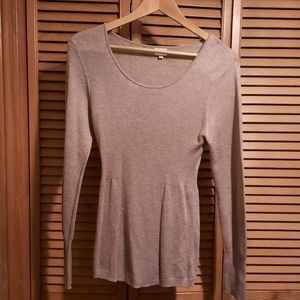 Suzy Shier Beige Long Sleeve Textured Top